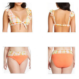 Bleu Rod Beattie Hip To Be Square Ruffle Off the Shoulder Top and Bottom